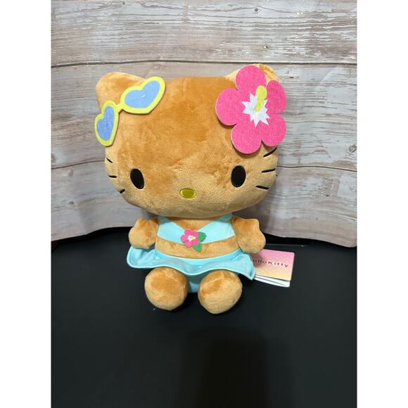 Sanrio Hello Kitty Suntan Tropical 9” Plush Tan Sun-Kissed - Picture 1 of 8